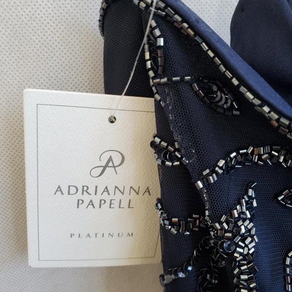 Adrianna Papell Navy Sequined Dress, Size 12 New - Picture 1 of 2